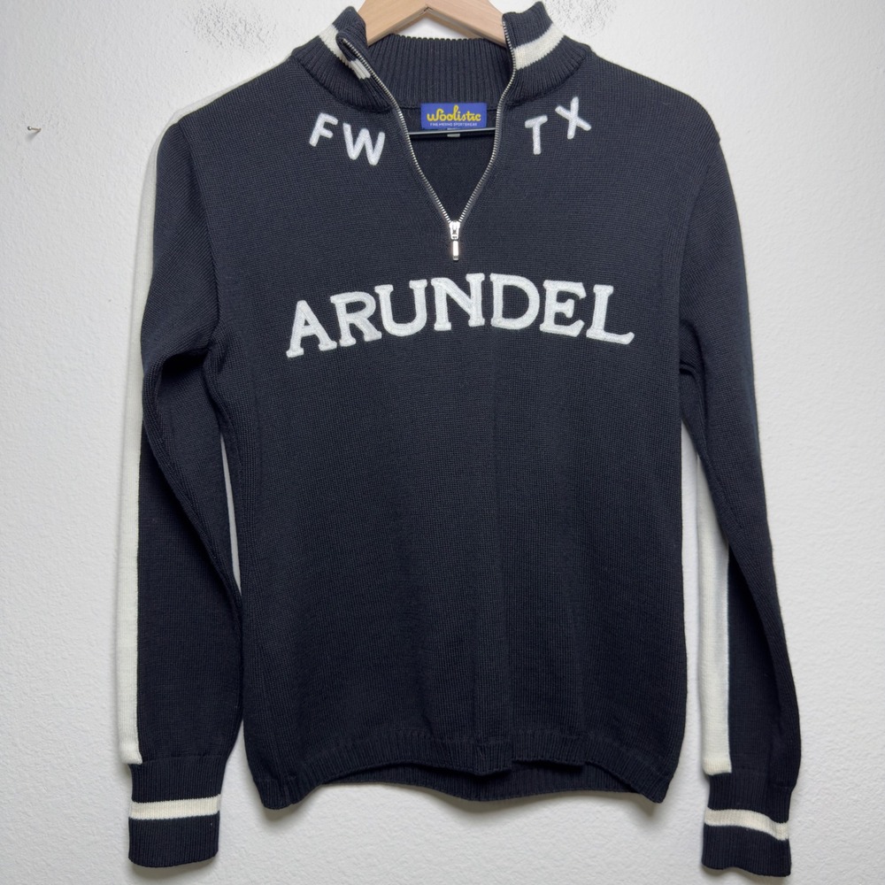 Woolistic‎ Women 100% Merino Wool Sweater Medium Black Arundel FW TX Quarter Zip